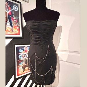 Bebe - Strapless Bustier Minidress w/chains - Women’s Size Medium